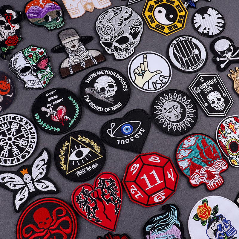 Horror Skull Hippie Punk Embroidery Patches Ironing Clothing Sewing  Decorative